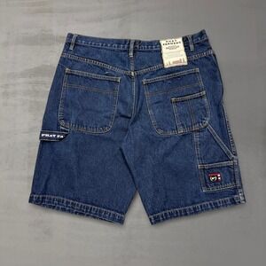 Vintage Phat Farm Baggy‎ Carpenter Embroidered Blue Y2K Jorts 36